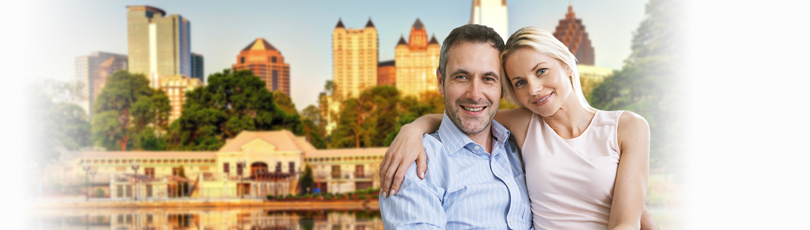 Couple with Atlanta skyline