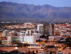 Overhead view of the Tucson skyline