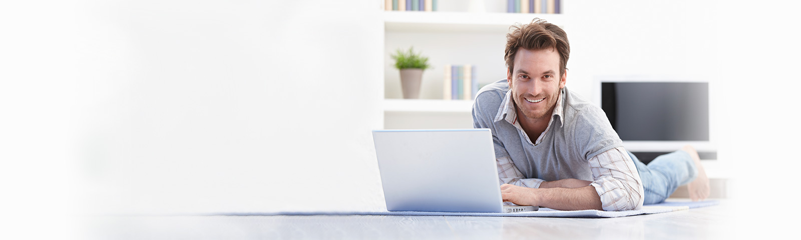 single man with laptop