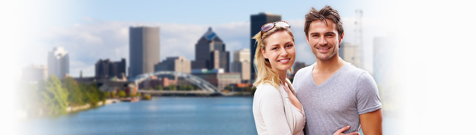 Couple with Rochester skyline