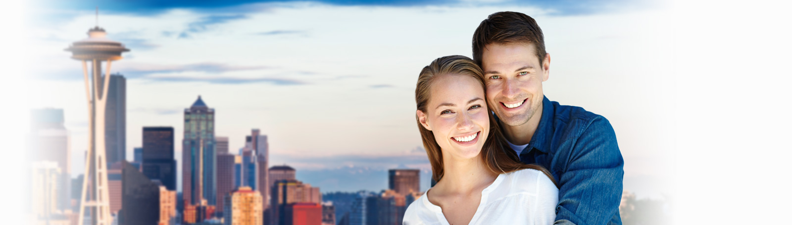 couple with seattle skyline