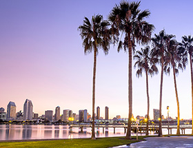 San Diego skyline at sunset