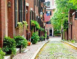 Boston street with flag