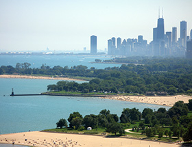 Chicago from above in summer