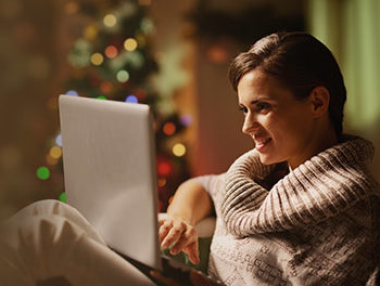 woman watching romantic Christmas movies