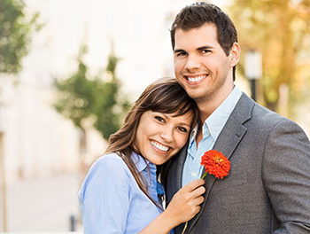 Couple hugging and happy to be in love