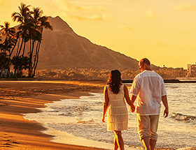 Hawaii singles holding hands on the beach