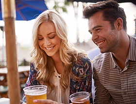 Couple on a date at an outdoor gastropub