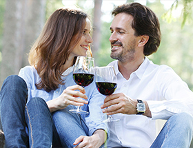 Couple drinking wine together