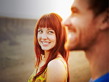 attractive couple going on a hike