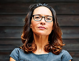 intelligent woman wearing glasses