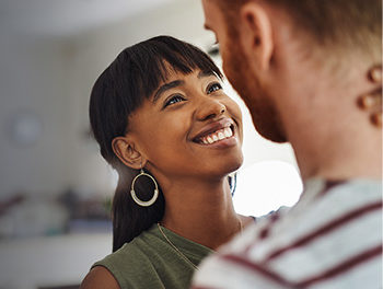 Happy woman expressing what she likes in a man